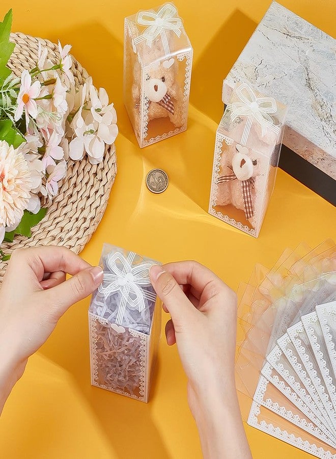 BENECREAT 60Pcs 2.3x2.3x4 Inch Transparent PVC Favor Boxes, Rectangle Bow Knot Pattern Clear Wedding Party Favour Boxes for Candy Chocolate, Festival Gift Packaging - Image 3